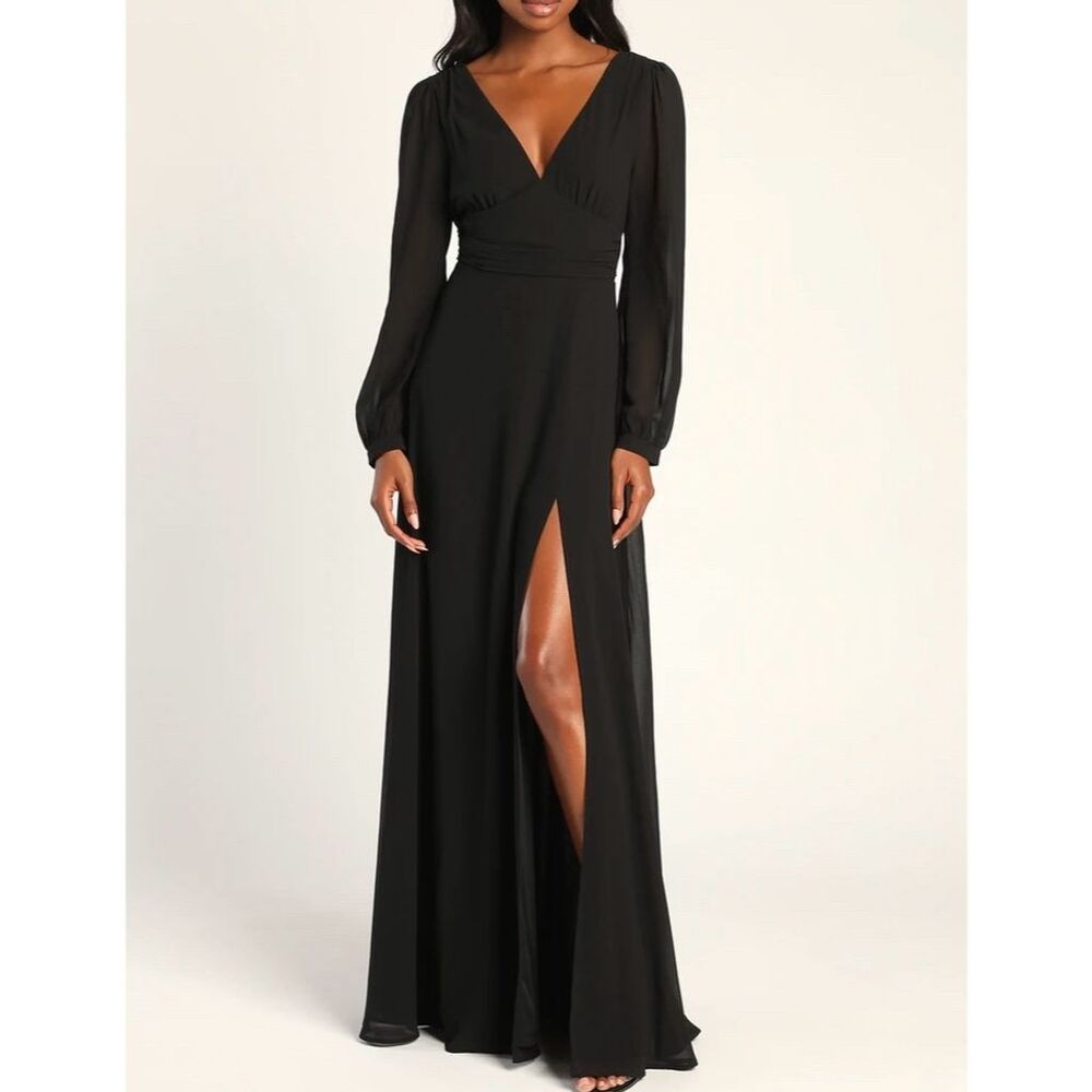 Lulu's Elegant Black Maxi Dress